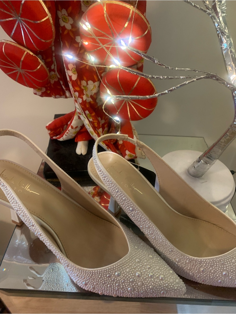 Metallic Purple Pointed-Toe Slingback Mules with Crystal Bow Accent - Picture 5 of 5